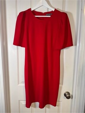 Sharagano Red Flutter Sleeve Sheath Dress Size 10